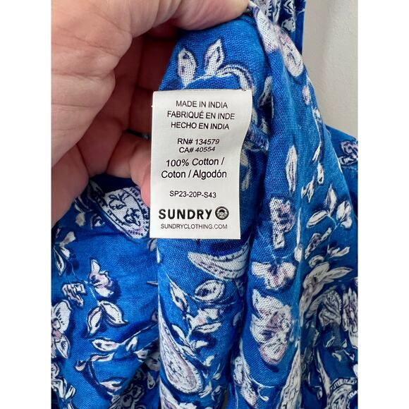 SUNDRY US Size XL /14 Blouson Sleeve Midi Cotton Dress New With Tags - Picture 10 of 15
